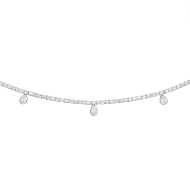 Alexa Leigh Pear Drop Sterling Silver Tennis Necklace (14")