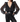 A black bodysuit with a plunging neckline and balloon sleeves, featuring a crystal trim and a concealed bottom snap closure.