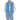 A woman wearing a blue faux fur vest over a white sweater and blue jeans.