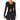 A black long sleeve top with a twist front design, worn by a model with a visible waistband and necklace.