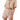 A model wearing a beige, brown, and tan striped crochet shortsleeve top with a v-neckline and tie closures, paired with high-waisted crochet shorts with a drawstring at the waist.