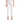 A pair of white high-waisted cropped jeans with a fray hem, viewed from the side.