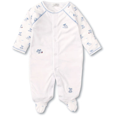 kissy kissy Playtime Pups White/Light Blue Footie
