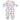 A multicolored footie pajama with a pattern of vibrant hearts in various sizes spread throughout.
