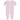 A pink footie pajama for kids with a heart pattern and footies attached.