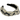A black knotted headband with white daisy accents and sparkling crystals.