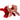 A set of three velvet scrunchies in red, pink, and burgundy colors, displayed on a white background with a 'Bari Lynn' brand tag.