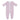 A pink elephant footie pajama for babies, with the entire body covered in an elephant pattern.