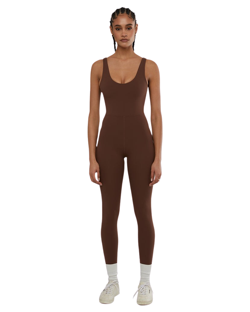Load image into Gallery viewer, WEWOREWHAT Scoop Tank Chocolate Jumpsuit
