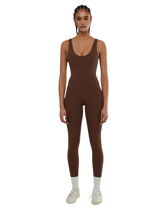 Load image into Gallery viewer, WEWOREWHAT Scoop Tank Chocolate Jumpsuit
