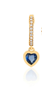 EF Collection Sapphire Heart YG Drop Diamond Mini Huggie (1 unit)
