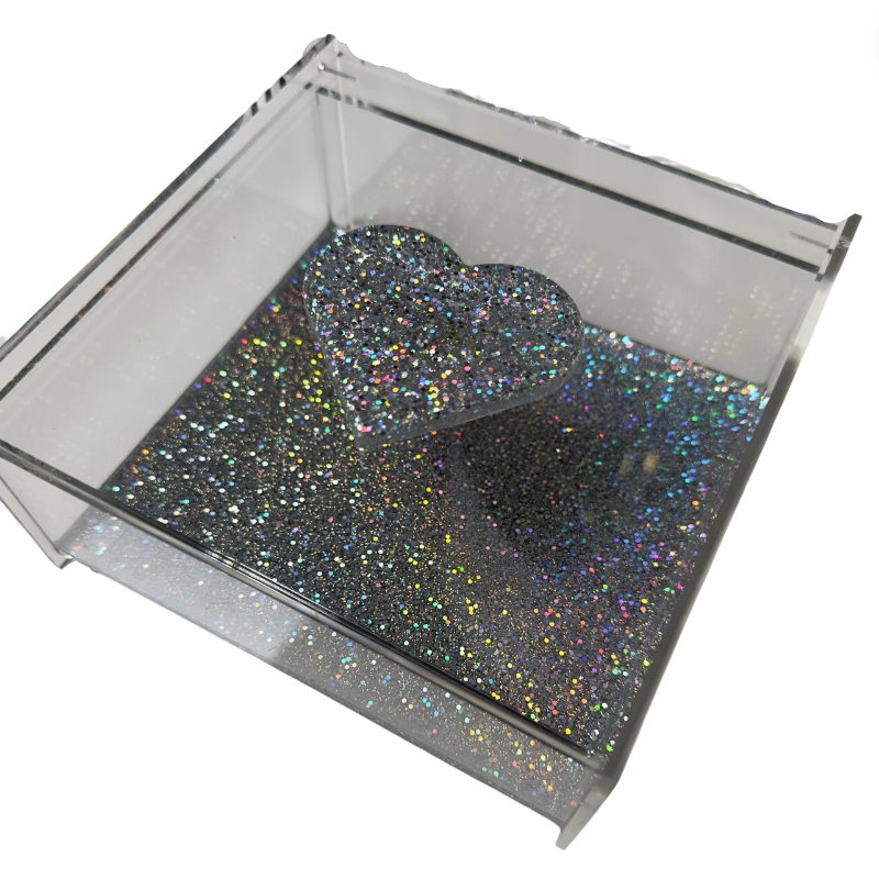 Resinate by KS Glitter Heart Acrylic Keepsake Jewelry Box