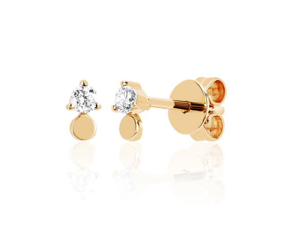 EF Collection Gold Disc with Prong Set Diamond Stud (1 unit)