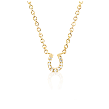 EF Collection Diamond Mini Yellow Gold Horseshoe Choker Necklace