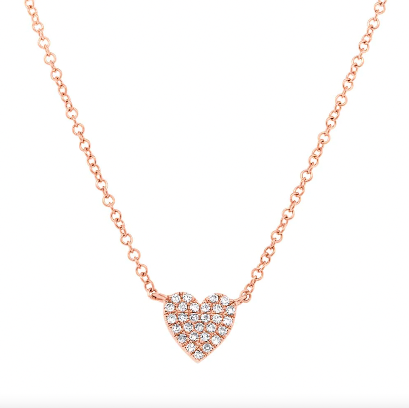 Stephanie Gottlieb Mini Pave Heart Rose Gold Necklace