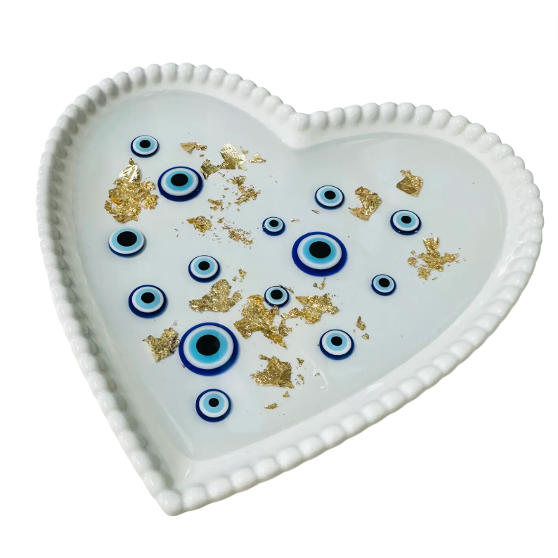 Load image into Gallery viewer, Resinate by KS Evil Eye Heart Catchall Dish
