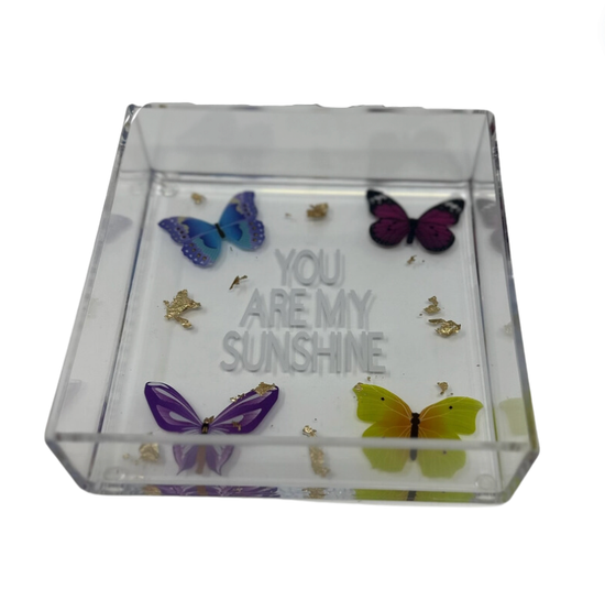 Load image into Gallery viewer, Resinate by KS You Are My Sunshine Butterfly Acrylic Tray
