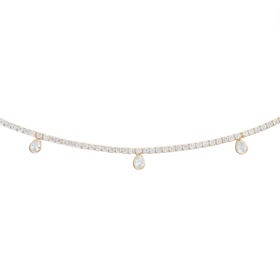 Load image into Gallery viewer, Alexa Leigh Pear Drop Yellow Gold Tennis Necklace (14&amp;quot;)
