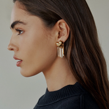 Lili Claspe Bubble Heart Fringe Gold Earrings