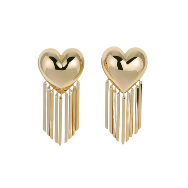 Lili Claspe Bubble Heart Fringe Gold Earrings