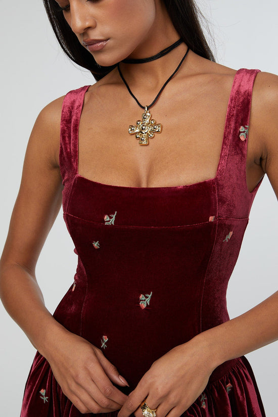 WEWOREWHAT Corset Peplum Burgundy Mini Dress