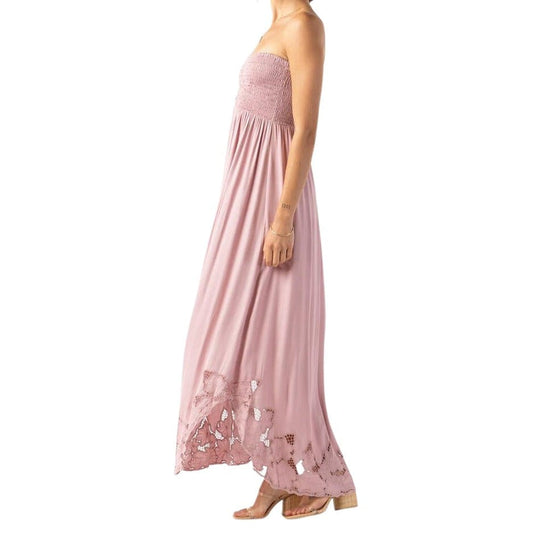 Tiare Hawaii La Mer Carnation Pink Embroidered Dress
