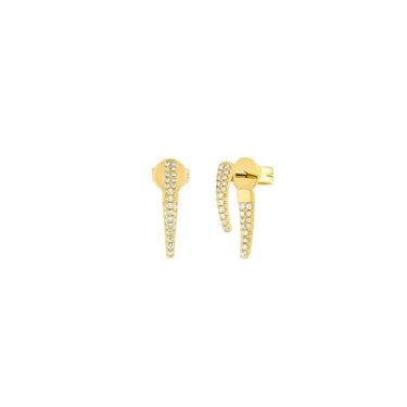 EF Collection Diamond Mini Hook Yellow Gold Earrings
