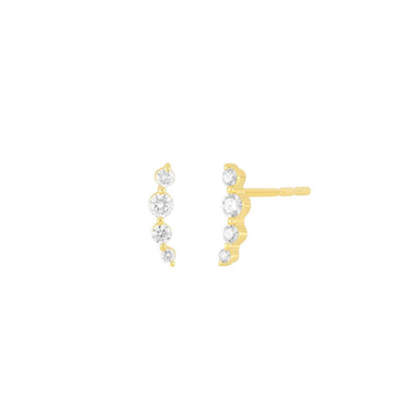 EF Collection Diamond Prong Set Arc Stud Earrings