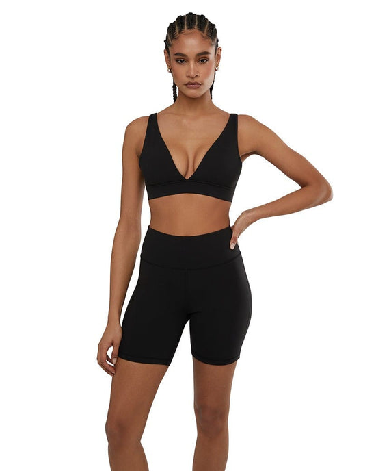 Load image into Gallery viewer, WEWOREWHAT Ruched Knit Black Biker Shorts
