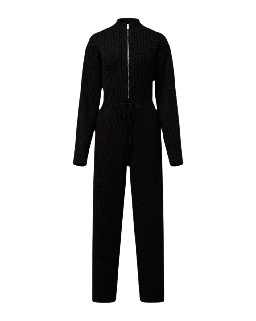 Load image into Gallery viewer, WEWOREWHAT Cable Knit Leisure Black Jumpsuit
