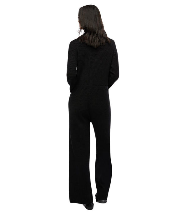 Load image into Gallery viewer, WEWOREWHAT Cable Knit Leisure Black Jumpsuit

