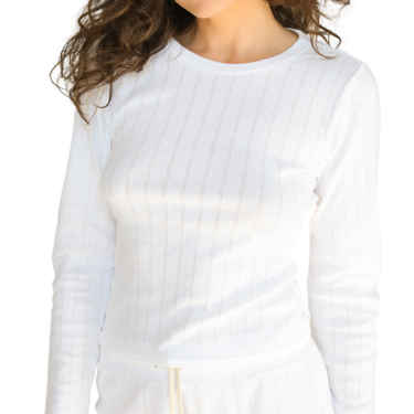 perfectwhitetee The Leah Pointelle LS White Tee