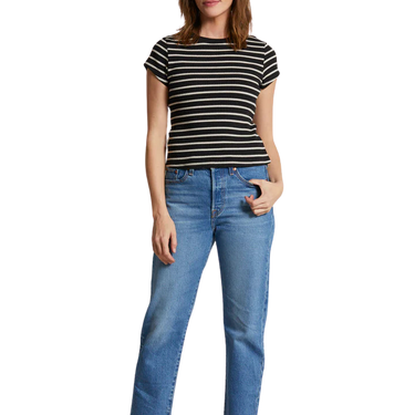 perfectwhitetee The Julia Rib Black/White Stripe SS Baby Tee