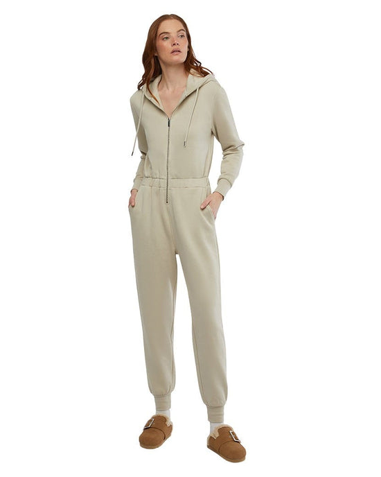 Load image into Gallery viewer, WEWOREWHAT Leisure Knit Taupe Jumpsuit
