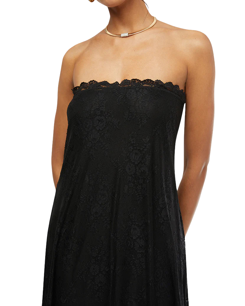 WEWOREWHAT Strapless Lace Black Maxi Dress coop & spree WEWOREWHAT Strapless Lace Black Maxi Dress coop & spree