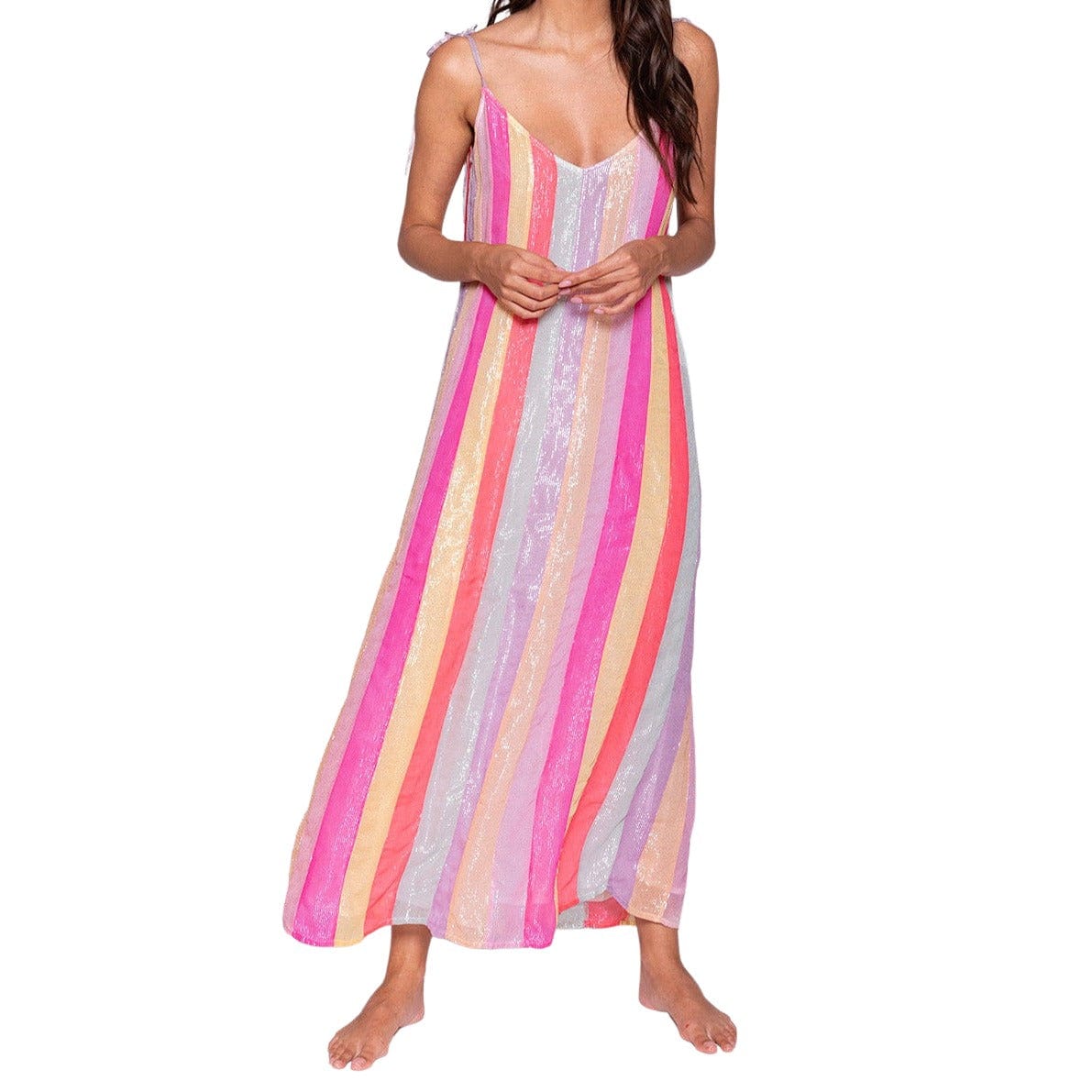 Load image into Gallery viewer, Sundress Cary Mixed Rainbow Maxi Dress
