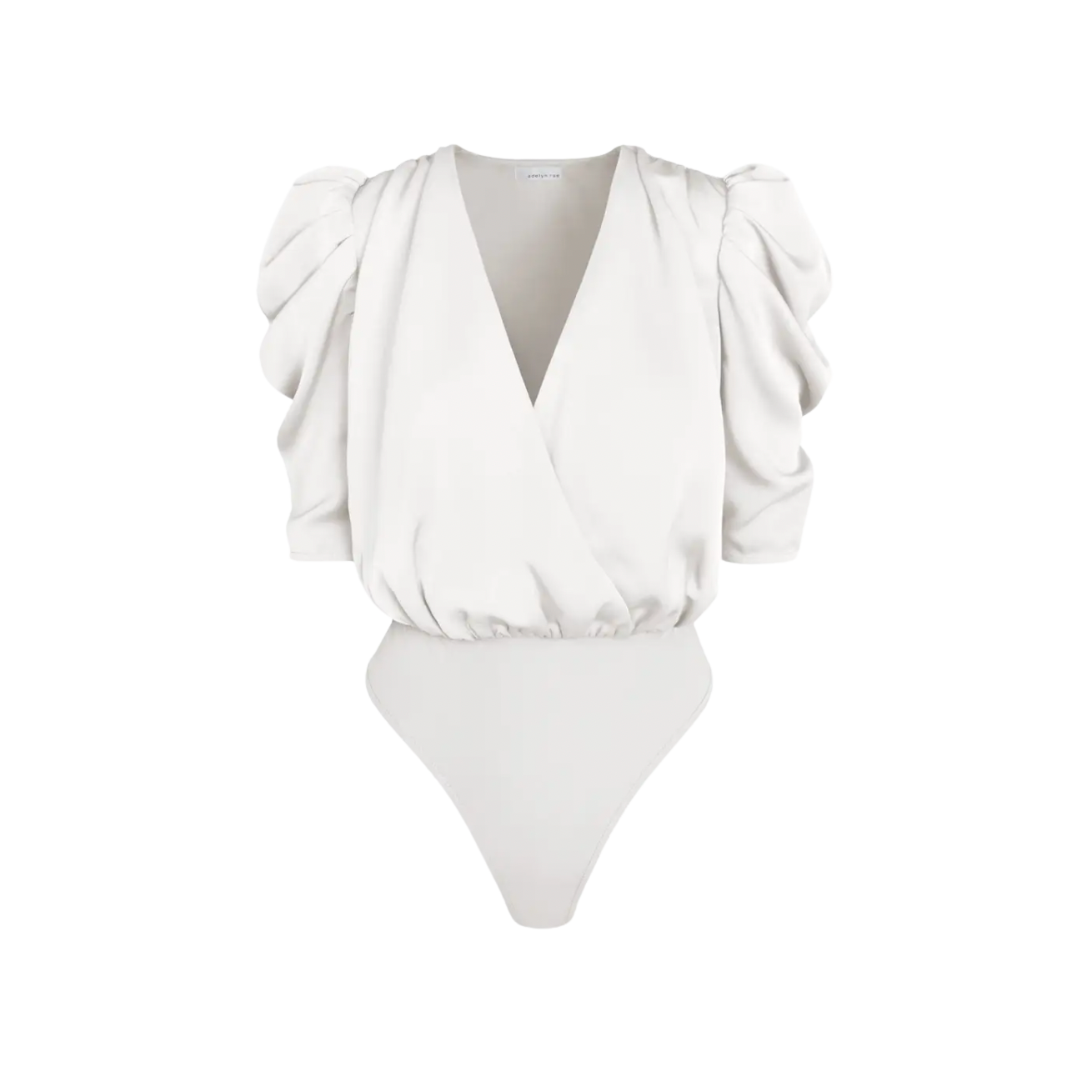 Load image into Gallery viewer, Adelyn Rae Lila Sateen Puff Sleeve White Bodysuit

