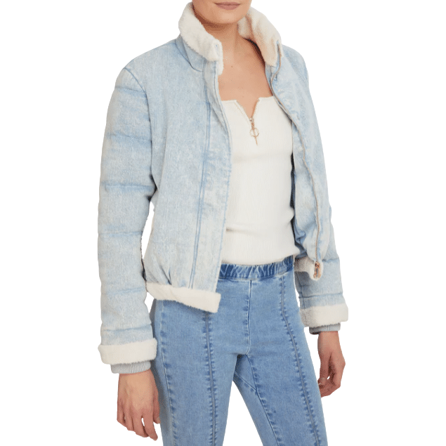 Generation Love Jake Light Blue Denim Shearling Puffer