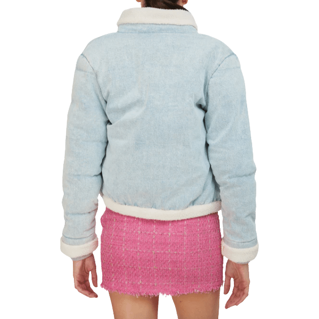 Generation Love Jake Light Blue Denim Shearling Puffer