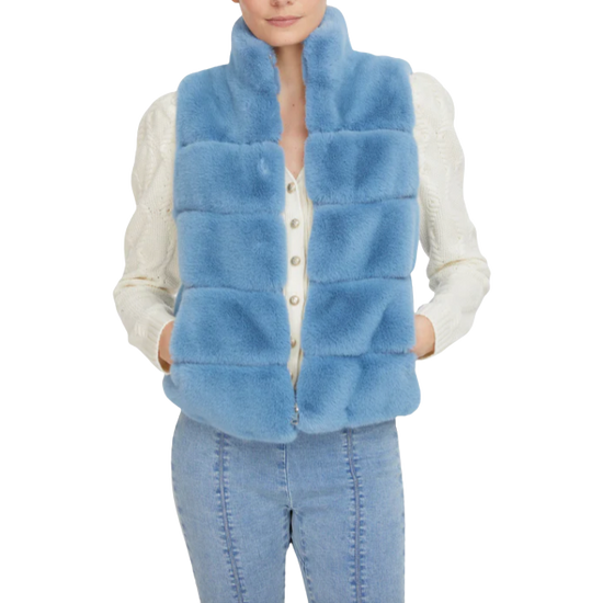 Generation Love Roxanne Denim Blue Faux Fur Vest