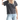 Woman wearing a washed black v neck tee shirt with blue jeans