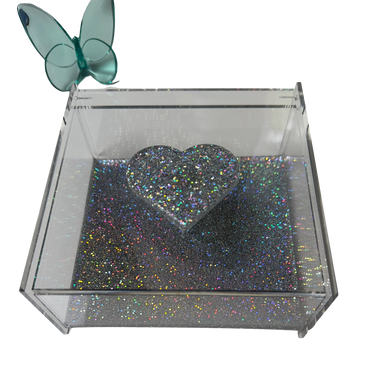 Resinate by KS Glitter Heart Acrylic Keepsake Jewelry Box