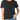 A woman wearing a black short-sleeved crew neck t-shirt and blue jeans.