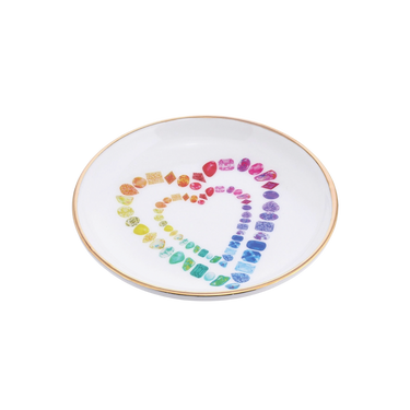 Juler's Row Rainbow Gemstone Hearts Porcelain Ring Dish