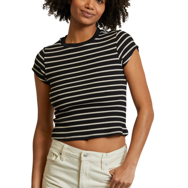 perfectwhitetee The Julia Rib Black/White Stripe SS Baby Tee