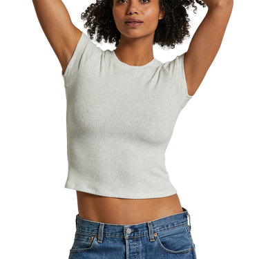 perfectwhitetee The Monica Sweater Rib Heather Ash Baby Tee