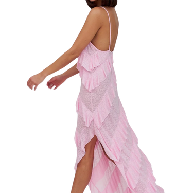 pitusa Mermaid Asymmetric Ruffle Light Pink Dress
