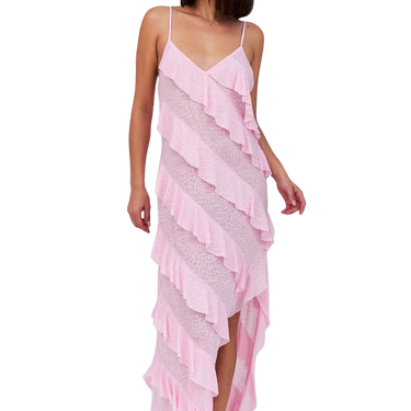 pitusa Mermaid Asymmetric Ruffle Light Pink Dress