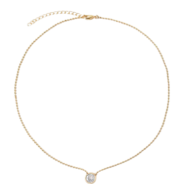 Alexa Leigh 3MM Crystal Gold Ball Chain Necklace YG