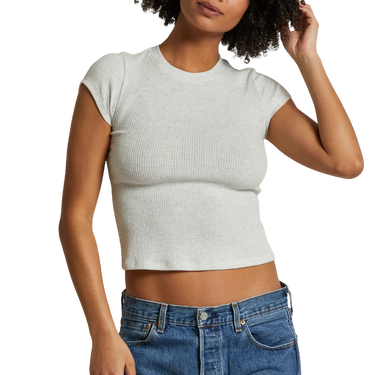 perfectwhitetee The Monica Sweater Rib Heather Ash Baby Tee